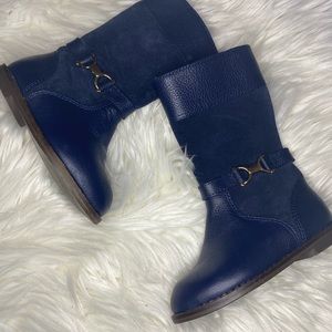 Blue Leather Riding Boots